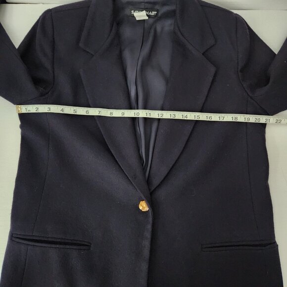 Vintage Savannah Ladies 12 Single Gold Button 100% Wool Navy Blue Blazer Jacket - Picture 13 of 13